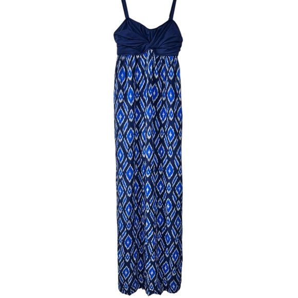 Anthropologie Lilka Cobalt Blue Ikat Maxi
Dress, Small Boho Hippie Summer Straps - Picture 2 of 8